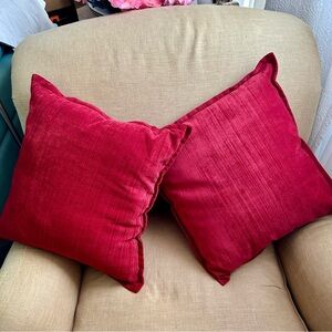 Dark Red Velveteen Throw Pillows 20x20